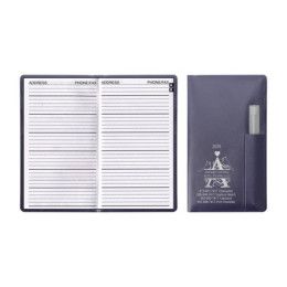 Custom Executive Vinyl Cover Address Book with Pen - Blue Crush Custom Executive Vinyl Cover Address Book with Pen - Blue Crush