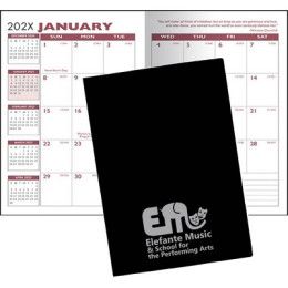 Custom Monthly 7 x 10 Planner with its own Cardboard Cover - Black