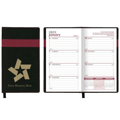Custom Joliett Series Soft Cover 2 Tone Vinyl Weekly Planner (no Map) / 1 Color - Black with Wine Custom Joliett Series Soft Cover 2 Tone Vinyl Weekly Planner (no Map) / 1 Color - Black with Wine