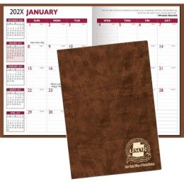 Custom 7 x 10 Executive Vinyl Cover Monthly Planner - Almond Beige 