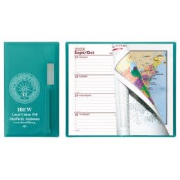 Custom Translucent Vinyl Cover Weekly Planner with Flat Clear Pen - Translucent Teal
