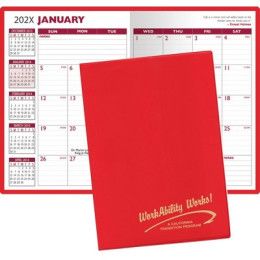 Custom 7 x 10 Standard Vinyl Cover Monthly Planner - Red