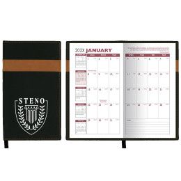 Custom Joliett Series Soft Cover 2 Tone Vinyl Monthly Planner / 1 Color - Black with tan