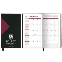 Custom Keystone Series Soft Cover 2 Tone Vinyl Monthly Planner / 1 Color - Black with Wine