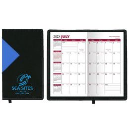 Custom Keystone Series Soft Cover 2 Tone Vinyl Academic Planner / 2 Color - Black with Blue