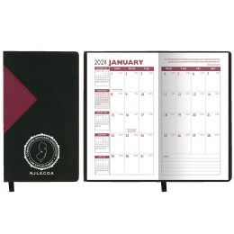 Custom Keystone Series Soft Cover 2 Tone Vinyl Monthly Planner / 2 Color - Black with Wine