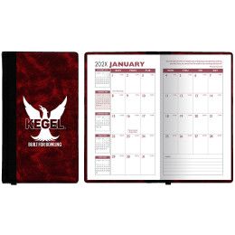 Custom Monthly Florence Designer Hard Cover Planner with 1 Color Insert - Burgundy Red