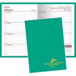 Custom 7 x 10 Standard Vinyl Cover Weekly Planner - Teal Blue