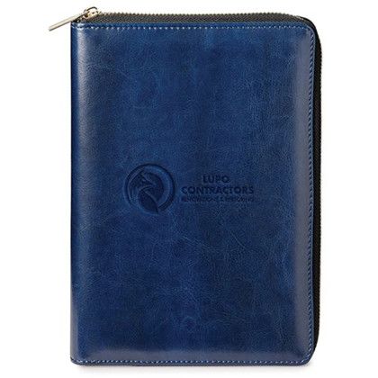 Custom Fabrizio Zip RFID Portfolio - Navy Blue Custom Fabrizio Zip RFID Portfolio - Navy Blue