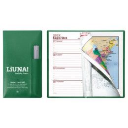 Custom Executive Vinyl Cover Weekly Pocket Planner with Pen - Green Crush