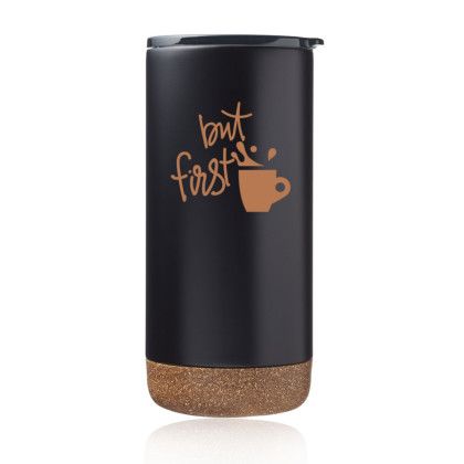 Custom 16 oz. Cork Bottom Travel Tumblers - Black Custom 16 oz. Cork Bottom Travel Tumblers - Black