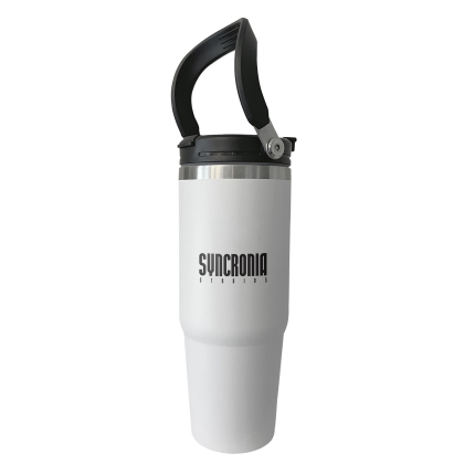 Custom The Thirty Flip Handle Vacuum Tumbler - White Custom The Thirty Flip Handle Vacuum Tumbler - White