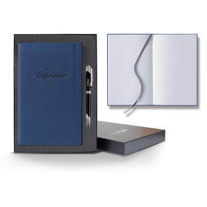 Custom Castelli Tucson Banded Medio Lined White Page Journal Gift Set - Royal Blue Custom Castelli Tucson Banded Medio Lined White Page Journal Gift Set - Royal Blue