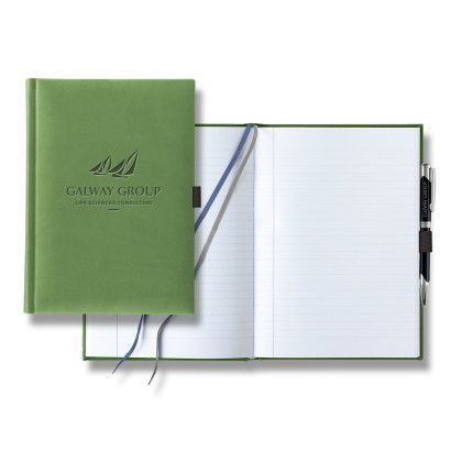 Custom Castelli Tucson Grande Lined White Page Journal with Pen & Loop - Light Green