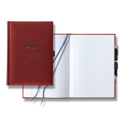 Custom Castelli Tucson Grande Lined White Page Journal with Pen & Loop - Dark Red
