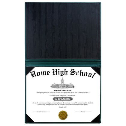 Custom Turned Edge Single Diploma Holder (Portrait Style) - Green Open View Custom Turned Edge Single Diploma Holder (Portrait Style) - Green Open View