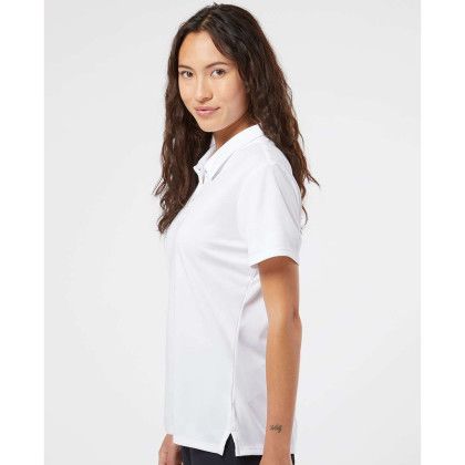 Custom Adidas Women's Performance Polo - 1 Piece - White Side View Custom Adidas Women's Performance Polo - 1 Piece - White Side View