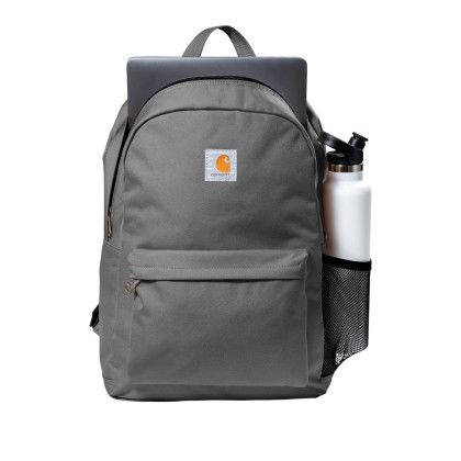 Custom Carhartt Canvas Backpack - 1 Piece - Grey In Use 