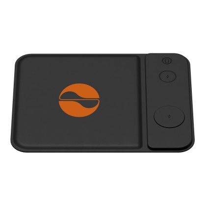 Custom Fusion 3 in 1 Wireless Charging Mousepad - Black Side View Custom Fusion 3 in 1 Wireless Charging Mousepad - Black Side View