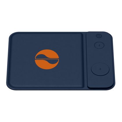 Custom Fusion 3 in 1 Wireless Charging Mousepad - Navy Blue Side View Custom Fusion 3 in 1 Wireless Charging Mousepad - Navy Blue Side View