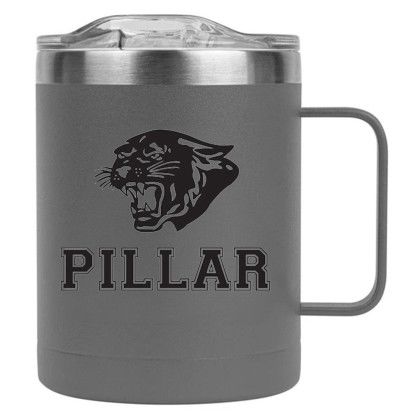 Custom 14 oz. Powder Coated Campfire Mug Copper Lining - Gray 