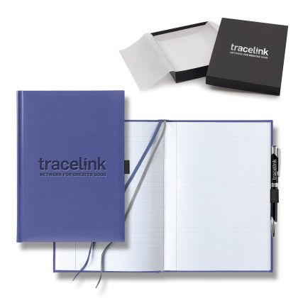 Custom Castelli Tucson Grande Lined White Page Journal Gift Set - Periwinkle Custom Castelli Tucson Grande Lined White Page Journal Gift Set - Periwinkle