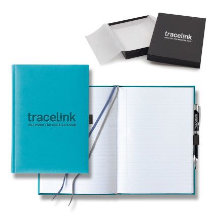 Custom Castelli Tucson Grande Lined White Page Journal Gift Set - Sky Blue Custom Castelli Tucson Grande Lined White Page Journal Gift Set - Sky Blue