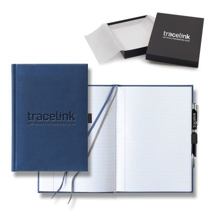 Custom Castelli Tucson Grande Lined White Page Journal Gift Set - Royal Blue Custom Castelli Tucson Grande Lined White Page Journal Gift Set - Royal Blue