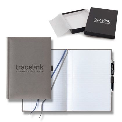 Custom Castelli Tucson Grande Lined White Page Journal Gift Set - Grey Custom Castelli Tucson Grande Lined White Page Journal Gift Set - Grey
