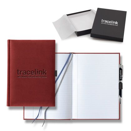 Custom Castelli Tucson Grande Lined White Page Journal Gift Set - Dark Red Custom Castelli Tucson Grande Lined White Page Journal Gift Set - Dark Red