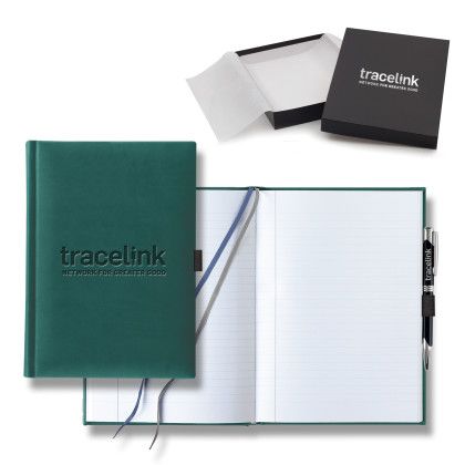 Custom Castelli Tucson Grande Lined White Page Journal Gift Set - Green Custom Castelli Tucson Grande Lined White Page Journal Gift Set - Green