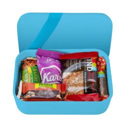 Custom Bamboo Bento Snax Gift set - Blue Lifestyle View Custom Bamboo Bento Snax Gift set - Blue Lifestyle View
