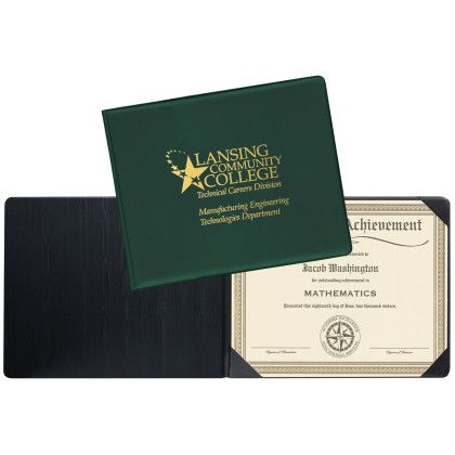 Custom Padded Heat Sealed Diploma Holder (Landscape Style) - Green