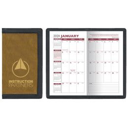 Custom 2 Tone Vinyl Cover Monthly Planner /1 Color Insert - Almond beige with Black Custom 2 Tone Vinyl Cover Monthly Planner /1 Color Insert - Almond beige with Black