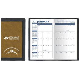 Custom 2 Tone Vinyl Cover Monthly Planner w/ 2 Color Insert - Almond beige with Black Custom 2 Tone Vinyl Cover Monthly Planner w/ 2 Color Insert - Almond beige with Black