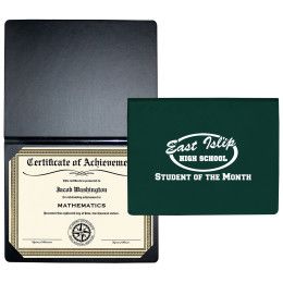 Custom Economy Heat Sealed Diploma Holder (Portrait Style) - Green Custom Economy Heat Sealed Diploma Holder (Portrait Style) - Green