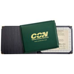 Custom Deluxe Heat Sealed Diploma Holder (Landscape Style) - Green Custom Deluxe Heat Sealed Diploma Holder (Landscape Style) - Green