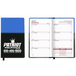 Custom Mystic Series Soft Cover 2 Tone Vinyl Weekly Planner/ no Map - 1 Color - Black with blue