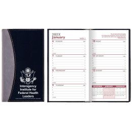 Custom Normandy 2 Tone Soft Vinyl Weekly Planner / 1 Color Insert (No Map) - Silver with black