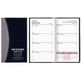 Custom Normandy 2 Tone Soft Vinyl Weekly Planner with Map / 2 Color Insert - Black with silver