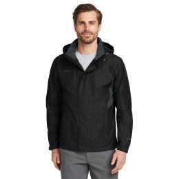 Custom Eddie Bauer Mens Rain Jacket - Black With Steel Gray 