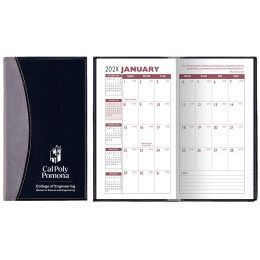 Custom Normandy 2 Tone Soft Vinyl Monthly Planner / 1 Color Insert - Black with silver