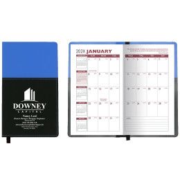 Custom Mystic Series Soft Cover 2 Tone Vinyl Monthly Planner - 1 Color - Black with blue