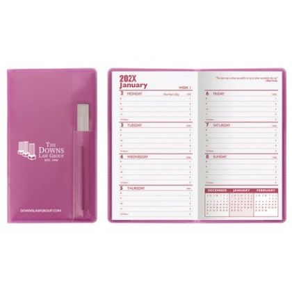 Custom Translucent Vinyl Cover Weekly Planner with Flat Clear Pen - Translucent Purple Custom Translucent Vinyl Cover Weekly Planner with Flat Clear Pen - Translucent Purple