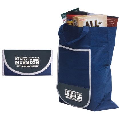 Custom Supermarket Shopper with Velcro Closure - Navy Blue Custom Supermarket Shopper with Velcro Closure - Navy Blue