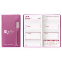 Custom Translucent Vinyl Cover Weekly Planner with Flat Clear Pen - Translucent Purple 