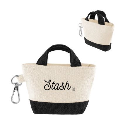 Custom 12 oz. Recycled Cotton Mini Tote Bag Charm - Natural with black Custom 12 oz. Recycled Cotton Mini Tote Bag Charm - Natural with black