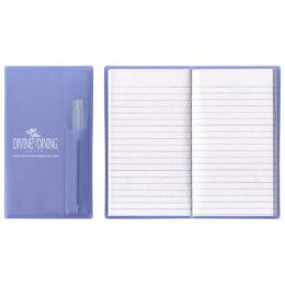 Custom Translucent Vinyl Cover Tally Book with Flat Pen - Translucent Blue