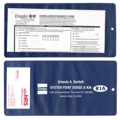 Custom Copy-Guard Vinyl - XL Policy Holder with Extra Pocket (opens on short side) - Navy Blue 