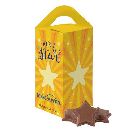 Custom Tote Box with .75 oz Milk Chocolate Stars Custom Tote Box with .75 oz Milk Chocolate Stars